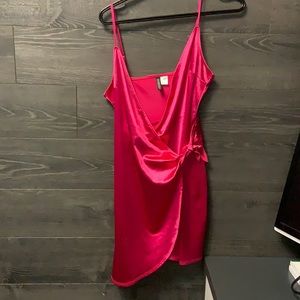 Hot pink wrap mini dress